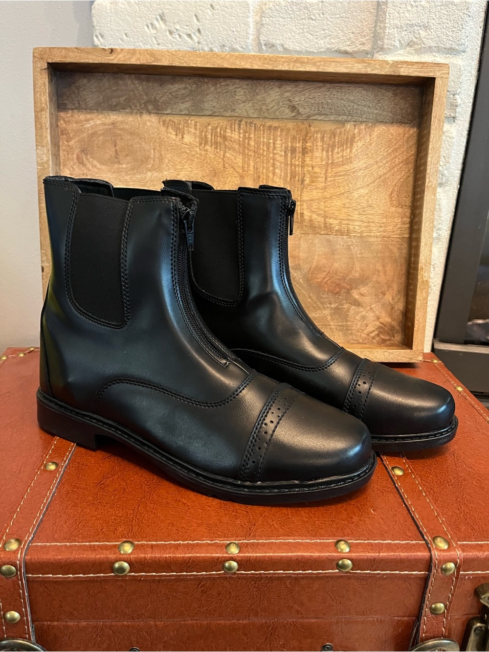 TuffRider Ladies Starter Front Zip Black Paddock Boots 3042-1695- Size 9.5